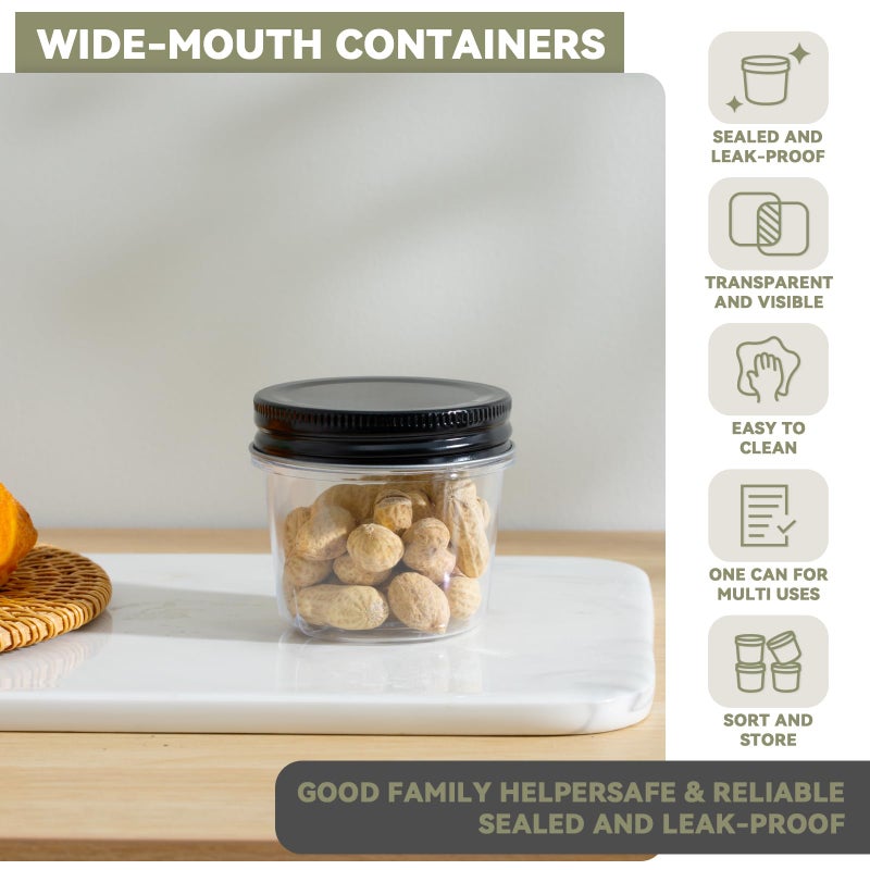novelinks 4 Ounce Clear Plastic Jars with Black Lids - Refillable Round Clear Containers Jars Storage Containers for Kitchen & Household Storage - BPA Free (40 Pack) - Image 3